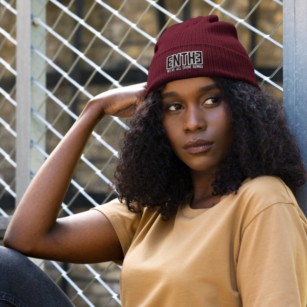 "WE'RE ALL DIVINE BEINGS" ENTH∃ Organic ribbed beanie